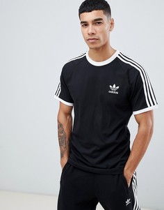 Черная футболка с 3 полосками adidas Originals-Черный