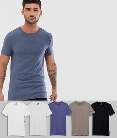Обтягивающая футболка из органического хлопка с круглым вырезом ASOS DESIGN - Набор из 5 шт. со скидкой-Мульти