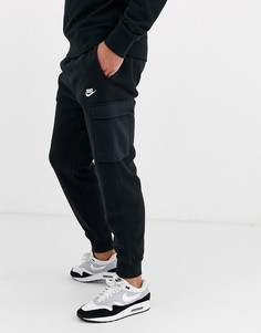 Черные джоггеры-карго с кромкой манжетом Nike - Club-Черный