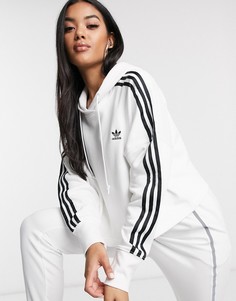 Белый укороченный худи adidas Originals adicolor