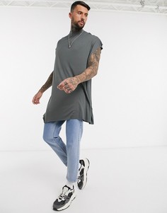 Черная oversized-футболка без рукавов из вискозы ASOS DESIGN-Черный