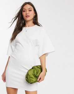 Структурированное платье-футболка цвета слоновой кости ASOS DESIGN-Белый