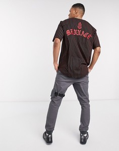 Бейсбольная рубашка в полоску черного/красного цвета Mennace-Черный
