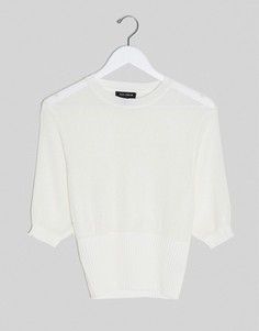 Кремовый джемпер с короткими рукавами QED London