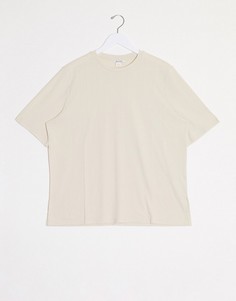 Бежевая трикотажная oversized-футболка Monki-Бежевый