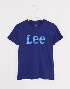 Синяя футболка с логотипом Lee-Синий
