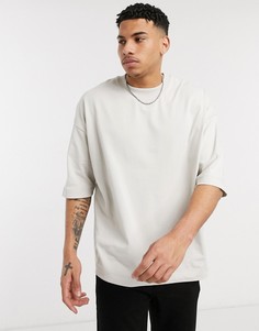 Бежевая oversized-футболка из плотного материала ASOS DESIGN-Бежевый