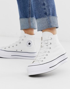 Белые высокие кеды на платформе Converse Сhuck Тaylor-Белый