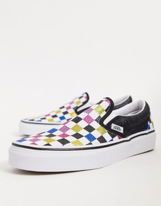 Кроссовки-слипоны с блестками и разноцветной отделкой Vans-Мульти