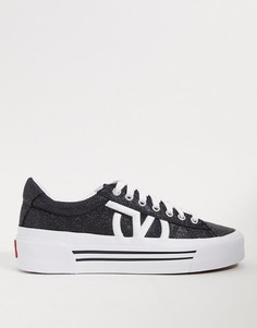 Черно-белые кроссовки с блестками Vans UA Sid NI-Черный