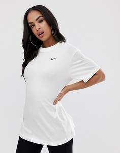 Белая oversize-футболка с маленьким логотипом-галочкой Nike-Белый