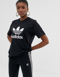 Черная футболка с логотипом-трилистником adidas Originals-Черный