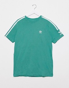 Зеленая футболка с 3 полосками adidas Originals-Зеленый