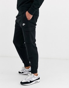 Черные джоггеры-карго с кромкой манжетом Nike - Club-Черный