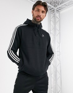 Черный худи с молнией и 3 полосками adidas Originals