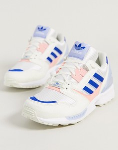 Розово-голубые кроссовки adidas Originals ZX 8000-Белый