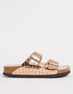 Сандалии с ремешками цвета розового золота Birkenstock-Золотой