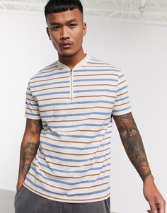 Свободная футболка в полоску из органического хлопка ASOS DESIGN-Коричневый