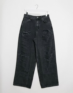 Черные джинсы в рубчик ASOS DESIGN-Черный