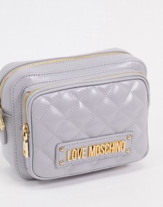 Серая стеганая сумка через плечо Love Moschino-Серый