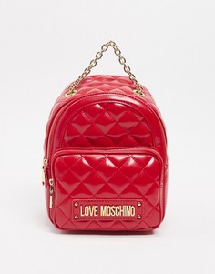 Красный стеганый рюкзак с цепочкой Love Moschino