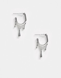 Серебристые серьги-кольца с отделкой в виде капель ASOS DESIGN-Серебряный