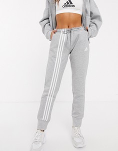 Серые джоггеры с тремя полосками adidas-Серый
