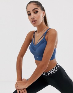 Темно-синий бесшовный бюстгальтер Nike Training