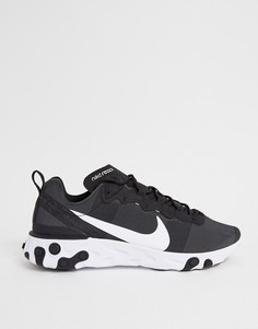 Черные кроссовки с белой отделкой Nike - React Element 55-Черный