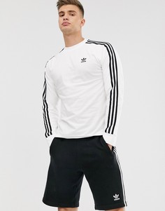 Белый лонгслив с 3 полосками Adidas Originals