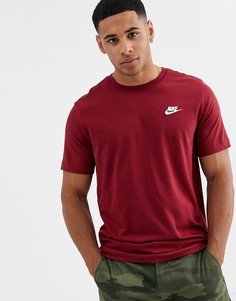 Бордовая футболка с круглым вырезом Nike-Красный