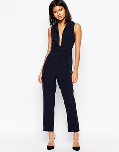 Комбинезон с декольте в стиле смокинга ASOS-Темно-синий