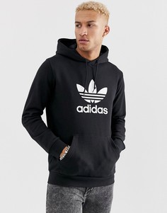 Худи черного цвета с логотипом-трилистником adidas Originals-Черный