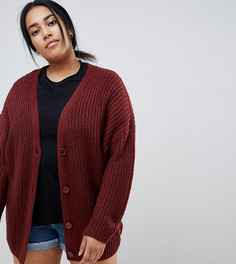 Oversize-кардиган крупной вязки в рубчик на пуговицах ASOS DESIGN Curve-Красный