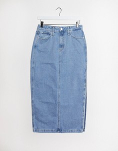 Синяя юбка миди Calvin Klein Jeans-Синий