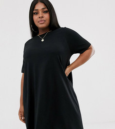 Платье-футболка мини свободного кроя ASOS DESIGN Curve-Черный