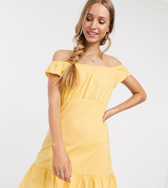 Сарафан мини с открытыми плечами и баской ASOS DESIGN Tall-Желтый