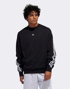 Черный свитшот с 3 полосками adidas Originals-Серый