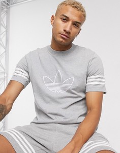 Серая футболка с логотипом-трилистником adidas Originals-Серый