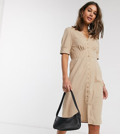 Бежевое платье миди с пышными рукавами Vero Moda Tall-Бежевый
