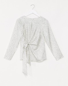 Лонгслив в горошек с драпировкой ASOS DESIGN-Мульти