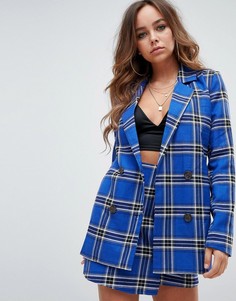 Комбинируемый oversize-блейзер в клетку синего цвета Missguided-Синий