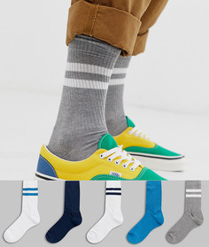 Набор из 5 пар разноцветных спортивных носков ASOS DESIGN - Скидка-Мульти