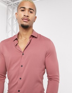 Розовая обтягивающая рубашка из вискозы ASOS DESIGN-Розовый