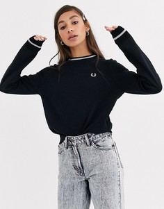 Фактурный джемпер с круглым вырезом Fred Perry-Черный