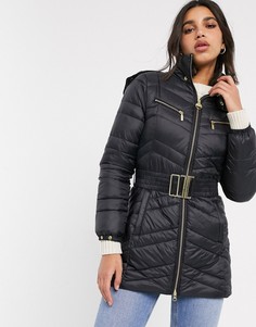 Удлиненная стеганая куртка с поясом Barbour International-Черный