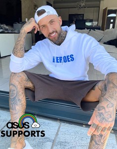 Худи в стиле унисекс с принтом "heroes" ASOS DESIGN-Белый