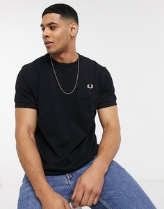 Черная футболка из пике с карманом Fred Perry-Черный