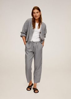 Прямые брюки с хлопком и льном - Linen Mango