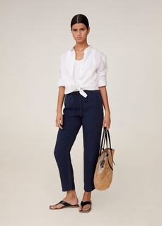 Прямые брюки с хлопком и льном - Linen Mango